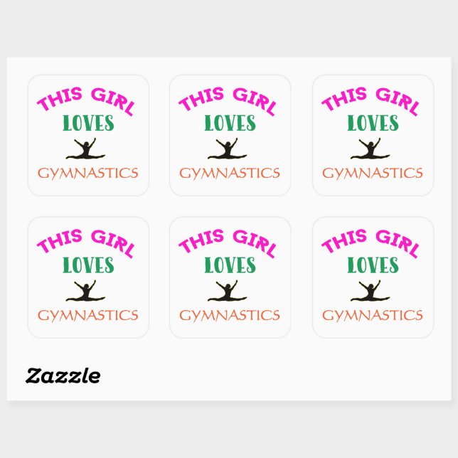 This Girl Loves Gymnastics Gymnast Quote Square Sticker (Sheet)