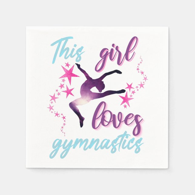 This Girl Loves Gymnastics Stars Leap Napkin (Front)