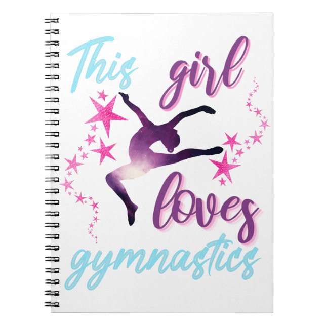 This Girl Loves Gymnastics Stars Leap Notebook (Front)