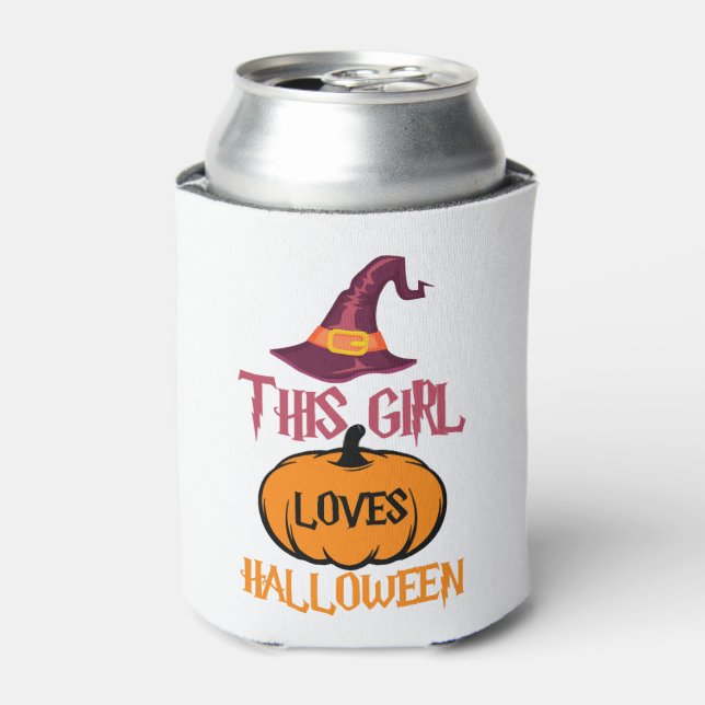 This Girl Loves Halloween - Halloween Gift Can Cooler (Can Front)