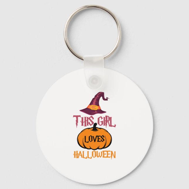 This Girl Loves Halloween - Halloween Gift Key Ring (Front)