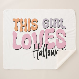 This Girl Loves Halloween Sherpa Blanket