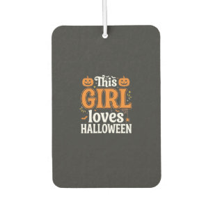 This Girl Loves Halloween Typography SVG Design_1 Car Air Freshener