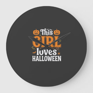 This Girl Loves Halloween Typography SVG Design_1 Large Clock
