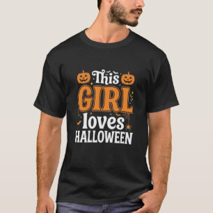 This Girl Loves Halloween Typography SVG Design_1 T-Shirt