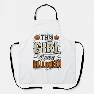 This Girl Loves Halloween Vintage Shirt Design_1 Apron