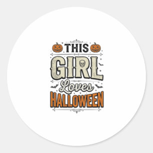 This Girl Loves Halloween Vintage Shirt Design_1 Classic Round Sticker