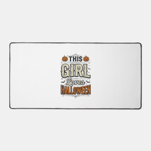 This Girl Loves Halloween Vintage Shirt Design_1 Desk Mat