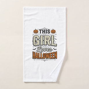 This Girl Loves Halloween Vintage Shirt Design_1 Hand Towel