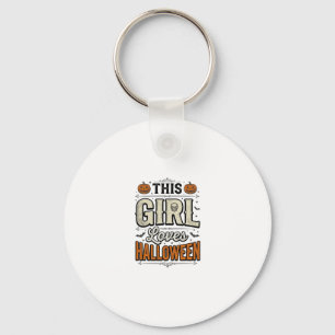 This Girl Loves Halloween Vintage Shirt Design_1 Key Ring