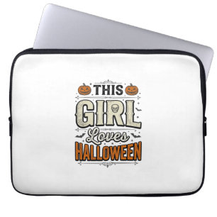 This Girl Loves Halloween Vintage Shirt Design_1 Laptop Sleeve