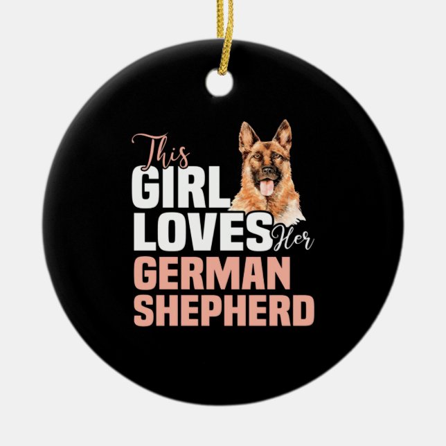 This Girl Loves Her German Shepherd Ceramic Tree Decoration (Front)
