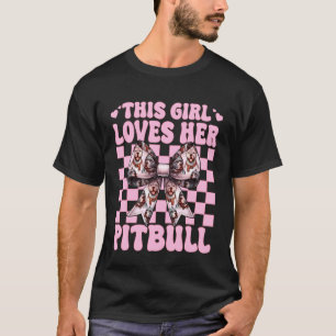 This Girl Loves Her Pitbull Dog Pink Coquette Bow T-Shirt