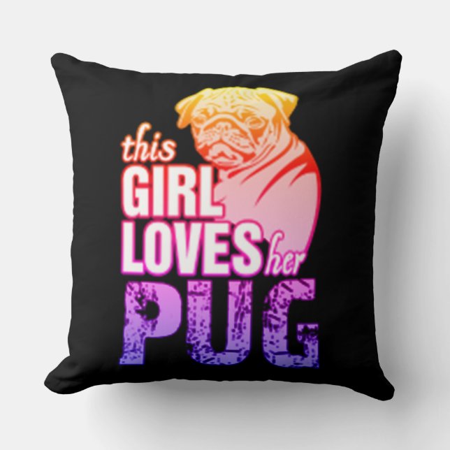 This Girl Loves Her Pug Cushion (Front)