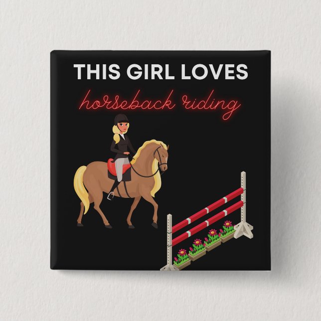 This Girl Loves Horseback Riding 15 Cm Square Badge (Front)