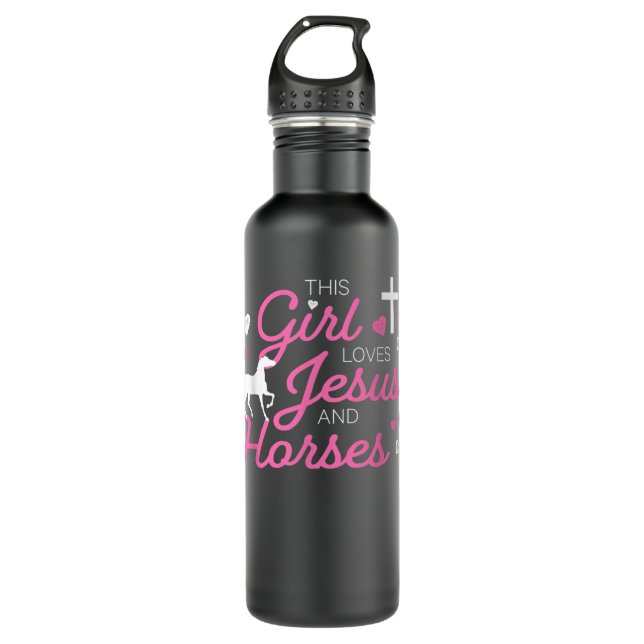 This Girl Loves Jesus And Horses T-Shirt 710 Ml Water Bottle (Front)