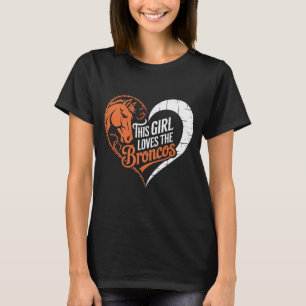This Girl Loves Rodeo Bucking Bronc Riding Heart W T-Shirt