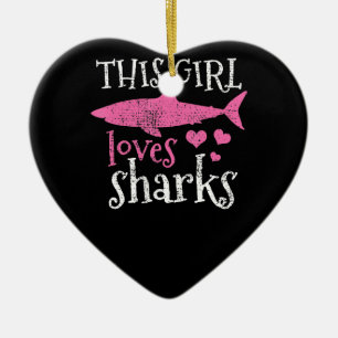 This Girl Loves Sharks - Cute Shark Gifts Ceramic Tree Decoration