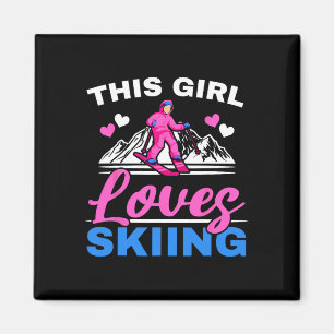 This Girl Loves Skiing Skier Ski Winter Sport Snow Magnet