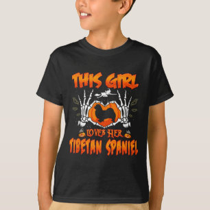 This Girl Loves Tibetan Spaniel Dog Halloween T-Shirt