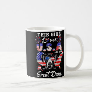 This Girl Loves USA and Dog 4th of July Great Dane Coffee Mug
