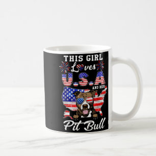 This Girl Loves USA and Dog 4th of July Pit Bull Coffee Mug