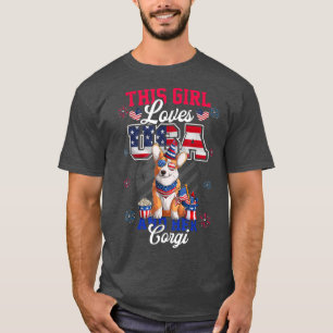 This Girl Loves USA And Her Corgi 4th Of July Red T-Shirt