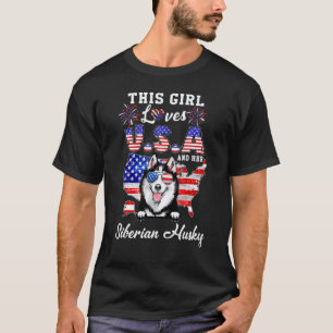 This Girl Loves Usa And Her Dog 4th Of July Siberi T-Shirt