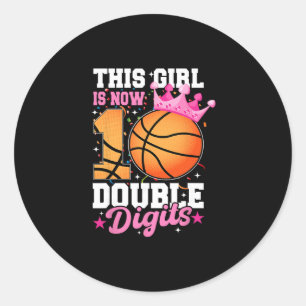 This Girl Now 10 Double Digits Sketll 10 Year Birt Classic Round Sticker