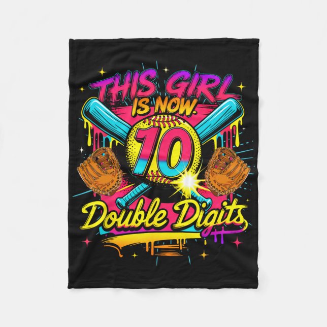This Girl Now 10 Double Digits Softll Drip 10th Bi Fleece Blanket (Front)