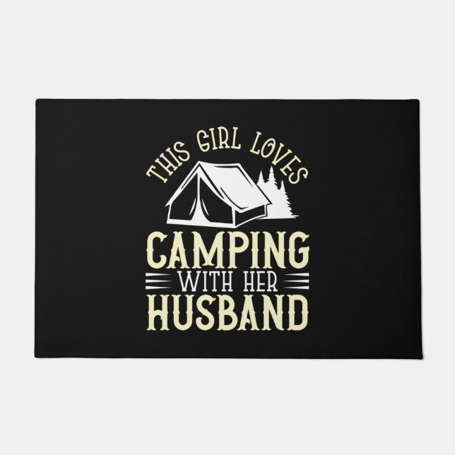 This girl oves camping with husband doormat (Front)