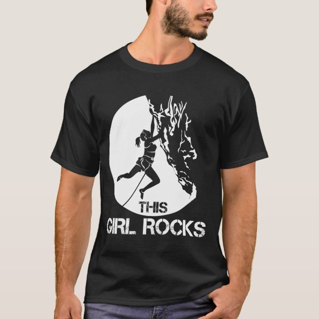 This Girl Rocks Climbing Boulder Carabiner Climber T-Shirt (Front)