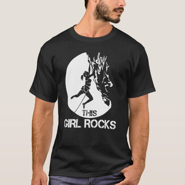 This Girl Rocks Rock Climbing Boulder Carabiner Cl T-Shirt (Front)
