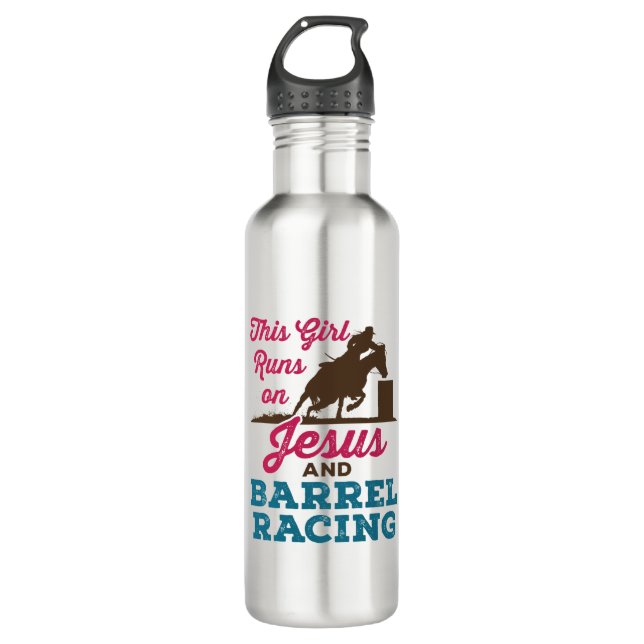 This Girl Runs on Jesus and Barrel Racing 710 Ml Water Bottle (Front)