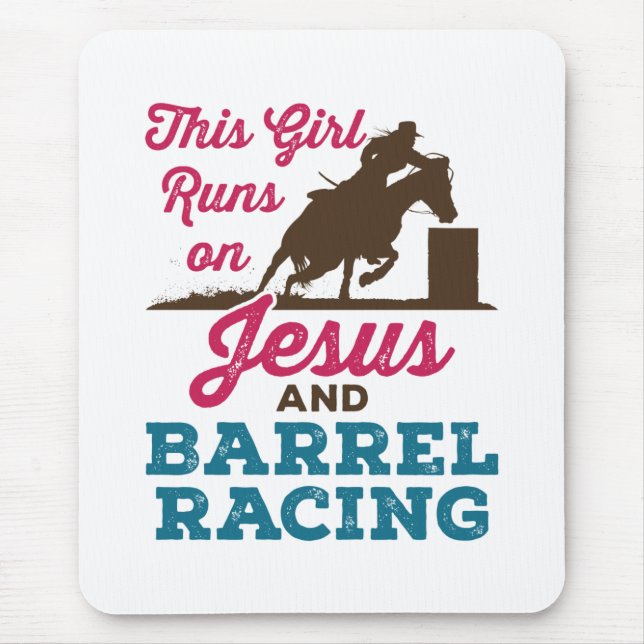 This Girl Runs on Jesus and Barrel Racing Mouse Mat (Front)