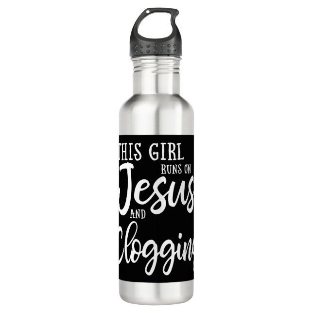 This Girl Runs On Jesus And Clogging Gift Clog Dan 710 Ml Water Bottle (Front)