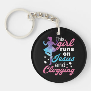 This Girl Runs on Jesus and Clogging Key Ring