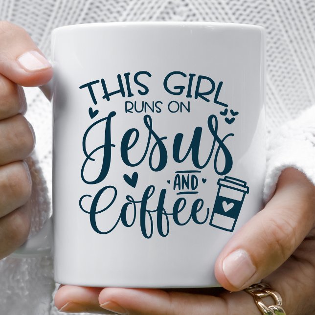 This Girl Runs on Jesus and Coffee Christian Mug (Creator Uploaded)