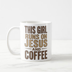 This Girl Runs on Jesus and Coffee Christian Tri-B Coffee Mug