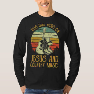 This Girl Runs On Jesus And Country Music Christi T-Shirt
