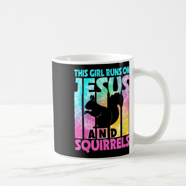 This Girl Runs On Jesus And Funny Squirrel Lovers  Coffee Mug (Right)