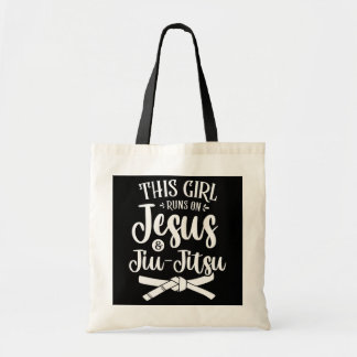 This Girl Runs On Jesus And Jiu Jitsu Martial Tote Bag