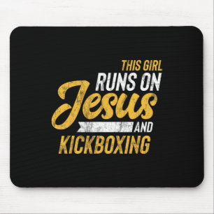 This Girl Runs On Jesus And Kickboxing Mouse Mat
