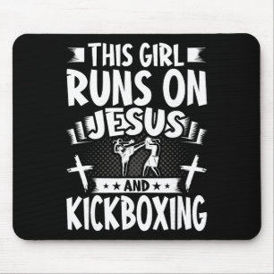 This Girl Runs On Jesus And Kickboxing Mouse Mat