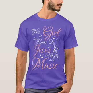 This girl runs on jesus and music friends T-Shirt