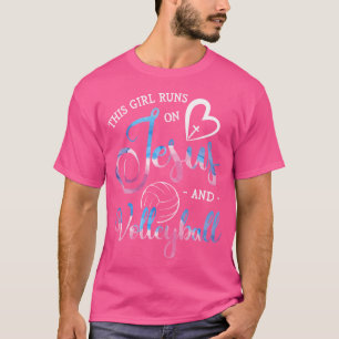 This Girl Runs On Jesus And Volleyball Player Chri T-Shirt