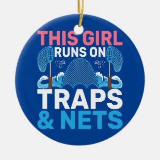 This Girl Runs on Traps Nets Marine Biology Ceramic Tree Decoration
