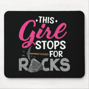 This Girl Stops For Rocks Rock Collector Geode Hu Mouse Mat