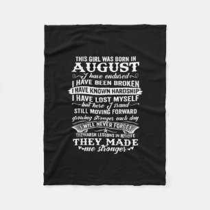 This Girl Was Born In August Birthday Gift Fleece Blanket