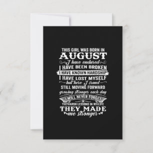This Girl Was Born In August Birthday Gift Invitation